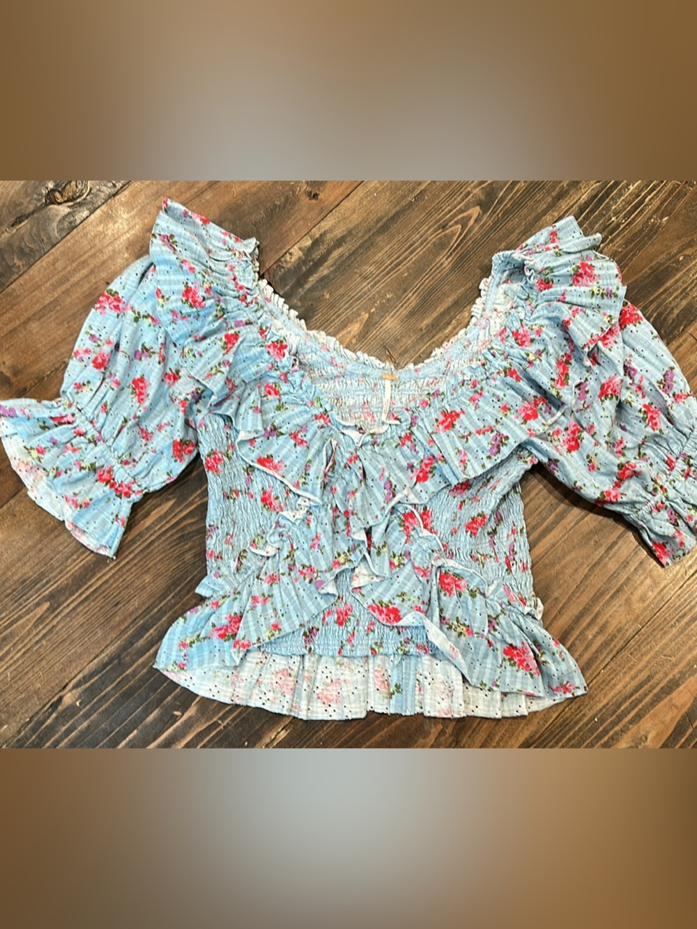 Free People “Favorite Girl” Floral Ruffle “Candy Combo”